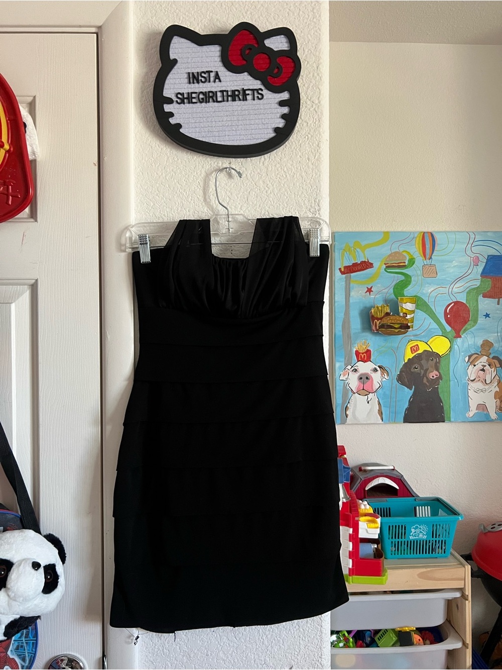 Y2K black ruffled mini dress